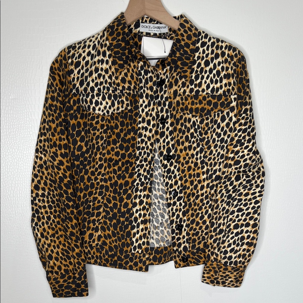 Dolce & Gabbana Animal Print Cheetah Jean Jacket - Picture 1 of 9